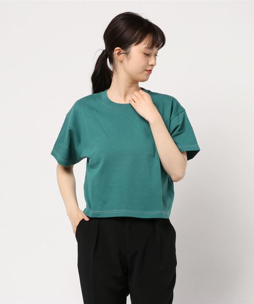 LOWRYS FARM（ローリーズファーム）の「ステッチショートＴＥＥ　832841（Tシャツ/カットソー・レディース・ブラック/オフホワイト/イエロー/グリーン・FREE）」の8枚目の写真