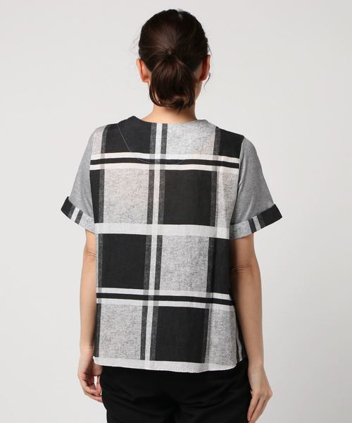 STUDIOUS（ステュディオス）の「【White Mountaineering】ラージチェックプリンティッドコントラステッドプルオーバー（Tシャツ/カットソー・レディース・グレー・X-SMALL）」の2枚目の写真