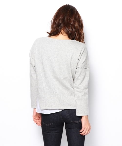 PLST（プラステ）の「レイヤード風切替スウェットプルオーバー（Tシャツ/カットソー・レディース・オフホワイト/ヘザーグレー/ネイビー・2）」の8枚目の写真