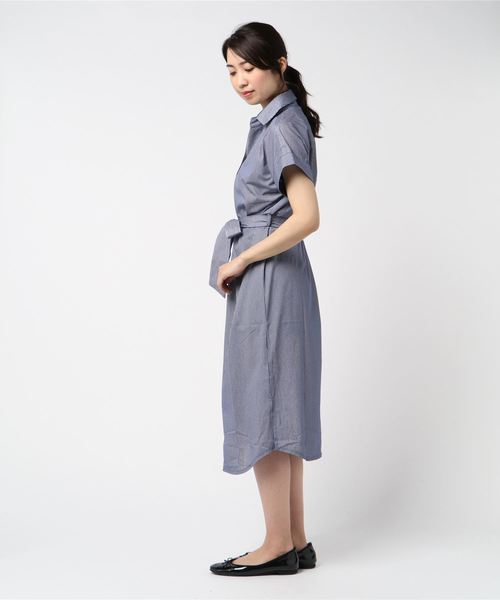 NARACAMICIE（ナラカミーチェ）の「ストライプジャージーシャツワンピース（シャツワンピース・レディース・ブラック/ブルー・MEDIUM/X-LARGE）」の13枚目の写真