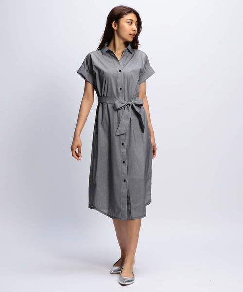 NARACAMICIE（ナラカミーチェ）の「ストライプジャージーシャツワンピース（シャツワンピース・レディース・ブラック/ブルー・MEDIUM/X-LARGE）」の9枚目の写真