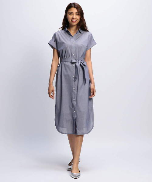 NARACAMICIE（ナラカミーチェ）の「ストライプジャージーシャツワンピース（シャツワンピース・レディース・ブラック/ブルー・MEDIUM/X-LARGE）」の11枚目の写真