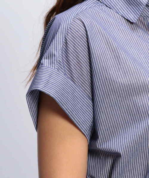 NARACAMICIE（ナラカミーチェ）の「ストライプジャージーシャツワンピース（シャツワンピース・レディース・ブラック/ブルー・MEDIUM/X-LARGE）」の15枚目の写真