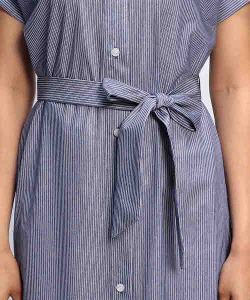 NARACAMICIE（ナラカミーチェ）の「ストライプジャージーシャツワンピース（シャツワンピース・レディース・ブラック/ブルー・MEDIUM/X-LARGE）」の5枚目の写真