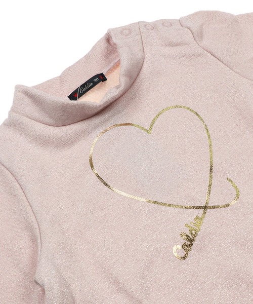 Caldia（カルディア）の「ラメ裏毛ハート箔プリントトレーナー（スウェット・キッズ・グレー/ピンク・90/100/110/120/80/130/140）」の9枚目の写真