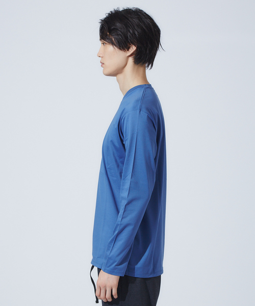 ABAHOUSE GRAY(アバハウスグレイ)の「【展開店舗限定】シルケット天竺VネックロングTシャツ(ブルーカラー)(Tシャツ/カットソー・メンズ・ブラウン/ブルー・46/48/50)」の4枚目の写真