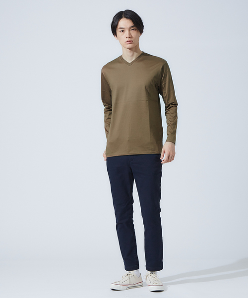ABAHOUSE GRAY(アバハウスグレイ)の「【展開店舗限定】シルケット天竺VネックロングTシャツ(ブルーカラー)(Tシャツ/カットソー・メンズ・ブラウン/ブルー・46/48/50)」の10枚目の写真