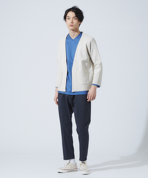 ABAHOUSE GRAY(アバハウスグレイ)の「【展開店舗限定】シルケット天竺VネックロングTシャツ(ブルーカラー)(Tシャツ/カットソー・メンズ・ブラウン/ブルー・46/48/50)」の12枚目の写真