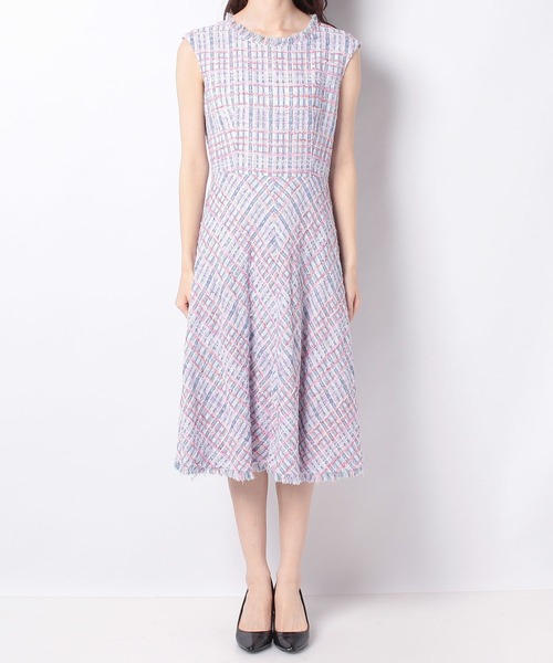 セール ワンピース ワンピース ピンクミックスツイードフレア ワンピース ワンピース Anayi アナイ のファッション 本日特価メーカー直販 激安店舗 特価本物商品 正規店仕入れ 正規店仕入れの 正規販売店