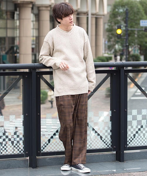 UP START（アップスタート）の「ビッグチェックワイドパンツ（その他パンツ・メンズ・ベージュ/ネイビー/ブラウン・MEDIUM/LARGE）」の13枚目の写真