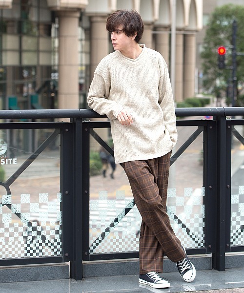 UP START（アップスタート）の「ビッグチェックワイドパンツ（その他パンツ・メンズ・ベージュ/ネイビー/ブラウン・MEDIUM/LARGE）」の12枚目の写真