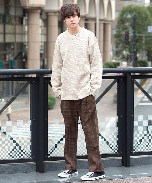 UP START（アップスタート）の「ビッグチェックワイドパンツ（その他パンツ・メンズ・ベージュ/ネイビー/ブラウン・MEDIUM/LARGE）」の11枚目の写真