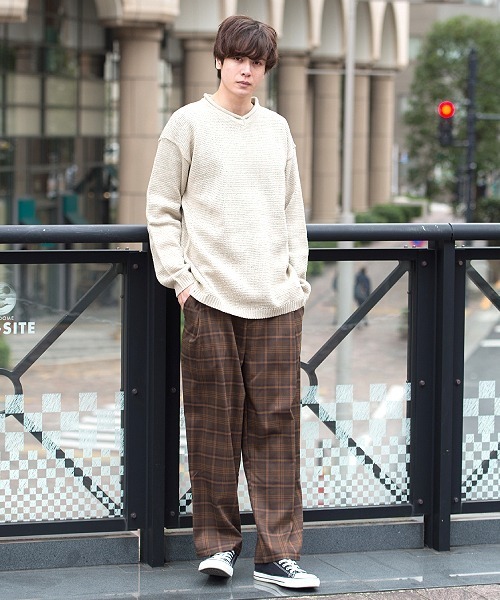 UP START（アップスタート）の「ビッグチェックワイドパンツ（その他パンツ・メンズ・ベージュ/ネイビー/ブラウン・MEDIUM/LARGE）」の14枚目の写真