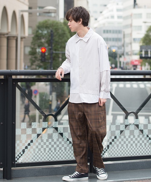 UP START（アップスタート）の「ビッグチェックワイドパンツ（その他パンツ・メンズ・ベージュ/ネイビー/ブラウン・MEDIUM/LARGE）」の19枚目の写真