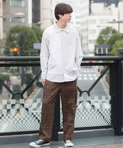 UP START（アップスタート）の「ビッグチェックワイドパンツ（その他パンツ・メンズ・ベージュ/ネイビー/ブラウン・MEDIUM/LARGE）」の18枚目の写真