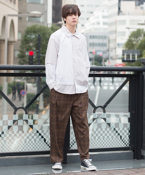 UP START（アップスタート）の「ビッグチェックワイドパンツ（その他パンツ・メンズ・ベージュ/ネイビー/ブラウン・MEDIUM/LARGE）」の17枚目の写真