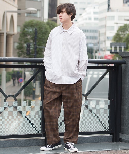 UP START（アップスタート）の「ビッグチェックワイドパンツ（その他パンツ・メンズ・ベージュ/ネイビー/ブラウン・MEDIUM/LARGE）」の16枚目の写真