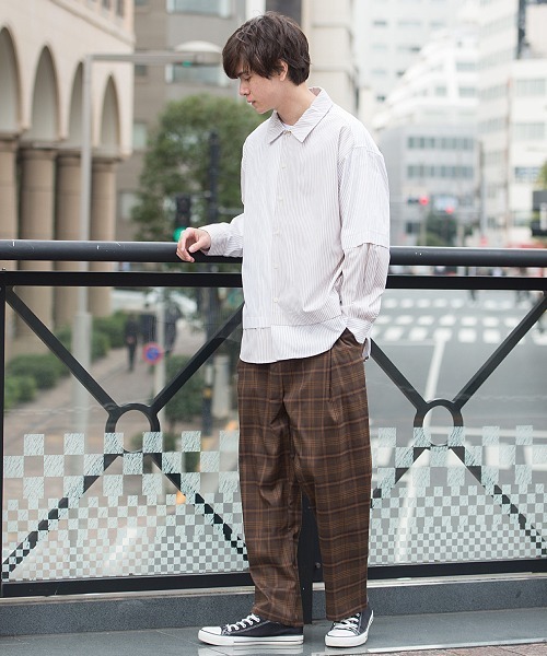 UP START（アップスタート）の「ビッグチェックワイドパンツ（その他パンツ・メンズ・ベージュ/ネイビー/ブラウン・MEDIUM/LARGE）」の15枚目の写真