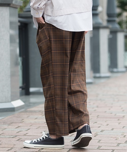 UP START（アップスタート）の「ビッグチェックワイドパンツ（その他パンツ・メンズ・ベージュ/ネイビー/ブラウン・MEDIUM/LARGE）」の21枚目の写真