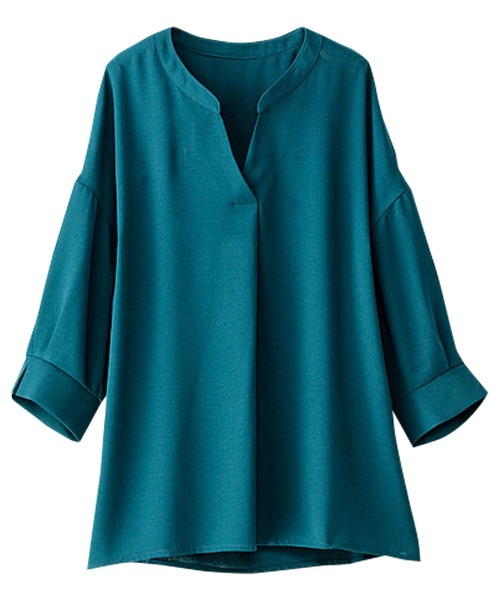 BELLUNA PLUS（ベルーナ）の「ジョーゼット素材袖デザインブラウス（シャツ/ブラウス・レディース・ターコイズブルー/ネイビー/ホワイト/ワイン・X-LARGE/MEDIUM/SMALL/LARGE/XXX-LARGE/XXXX-LARGE/XX-LARGE）」の3枚目の写真