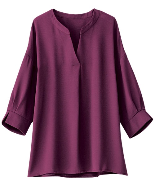 BELLUNA PLUS（ベルーナ）の「ジョーゼット素材袖デザインブラウス（シャツ/ブラウス・レディース・ターコイズブルー/ネイビー/ホワイト/ワイン・X-LARGE/MEDIUM/SMALL/LARGE/XXX-LARGE/XXXX-LARGE/XX-LARGE）」の4枚目の写真