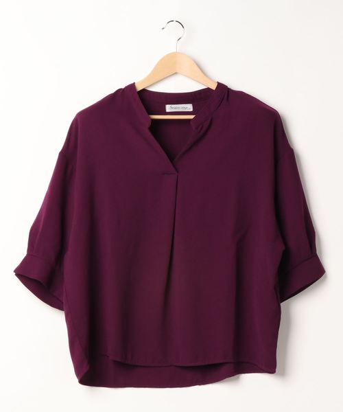 BELLUNA PLUS（ベルーナ）の「ジョーゼット素材袖デザインブラウス（シャツ/ブラウス・レディース・ターコイズブルー/ネイビー/ホワイト/ワイン・X-LARGE/MEDIUM/SMALL/LARGE/XXX-LARGE/XXXX-LARGE/XX-LARGE）」の5枚目の写真