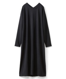 IEDIT ひねりデザインのリップルカットソーワンピース