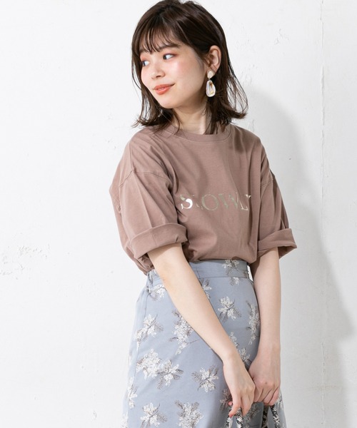 natural couture（ナチュラルクチュール）の「6分袖大人ロゴＴ（Tシャツ/カットソー・レディース・オフホワイト/ミント/モカ/スミクロ・FREE）」の3枚目の写真