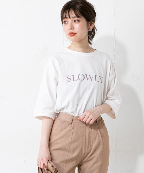 natural couture（ナチュラルクチュール）の「6分袖大人ロゴＴ（Tシャツ/カットソー・レディース・オフホワイト/ミント/モカ/スミクロ・FREE）」の18枚目の写真