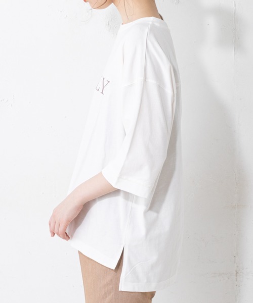 natural couture（ナチュラルクチュール）の「6分袖大人ロゴＴ（Tシャツ/カットソー・レディース・オフホワイト/ミント/モカ/スミクロ・FREE）」の12枚目の写真