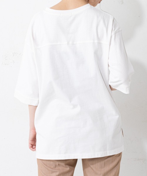 natural couture（ナチュラルクチュール）の「6分袖大人ロゴＴ（Tシャツ/カットソー・レディース・オフホワイト/ミント/モカ/スミクロ・FREE）」の20枚目の写真