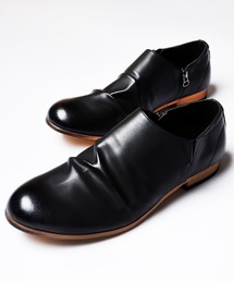 DEDES PUレザー ドレープショートブーツ