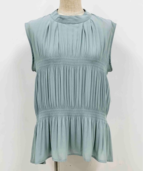 PICCIN（ピッチン）の「マジョリカフレンチスリーブブラウス（シャツ/ブラウス・レディース・ブラック/ベージュ/サックスブルー/オレンジ・M/L）」の5枚目の写真