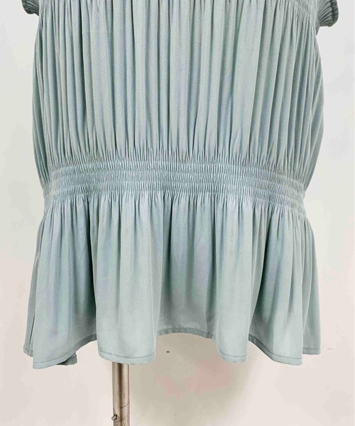 PICCIN（ピッチン）の「マジョリカフレンチスリーブブラウス（シャツ/ブラウス・レディース・ブラック/ベージュ/サックスブルー/オレンジ・M/L）」の10枚目の写真