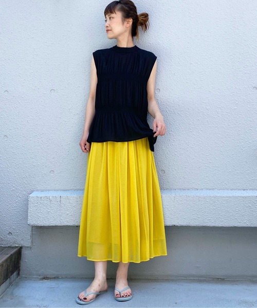 PICCIN（ピッチン）の「マジョリカフレンチスリーブブラウス（シャツ/ブラウス・レディース・ブラック/ベージュ/サックスブルー/オレンジ・M/L）」の16枚目の写真