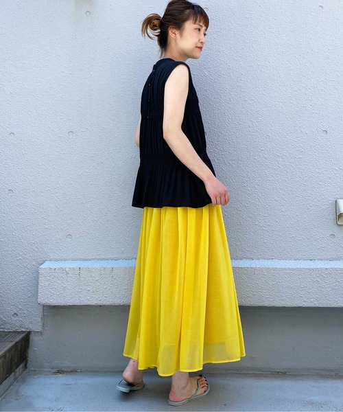 PICCIN（ピッチン）の「マジョリカフレンチスリーブブラウス（シャツ/ブラウス・レディース・ブラック/ベージュ/サックスブルー/オレンジ・M/L）」の17枚目の写真