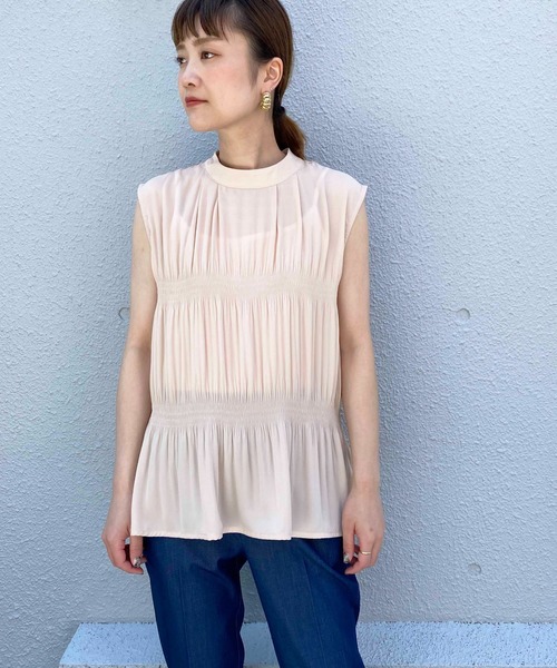 PICCIN（ピッチン）の「マジョリカフレンチスリーブブラウス（シャツ/ブラウス・レディース・ブラック/ベージュ/サックスブルー/オレンジ・M/L）」の19枚目の写真