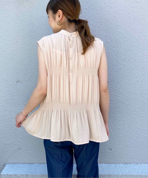 PICCIN（ピッチン）の「マジョリカフレンチスリーブブラウス（シャツ/ブラウス・レディース・ブラック/ベージュ/サックスブルー/オレンジ・M/L）」の21枚目の写真