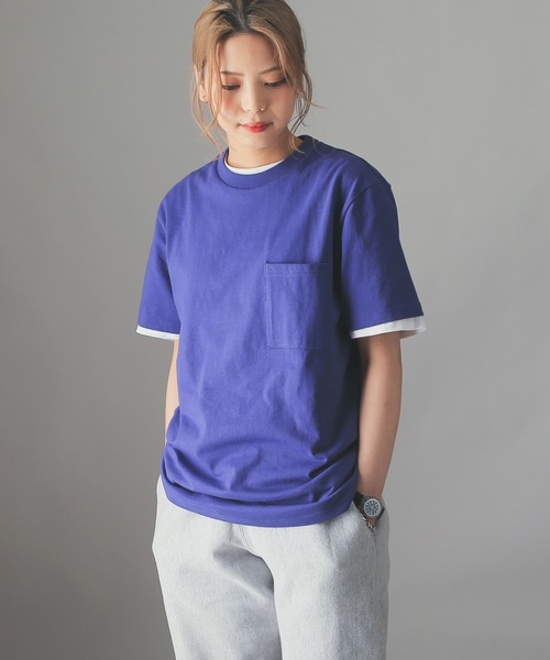 Goodwear（グッドウェア）の「GOOD WEAR ポケット Tシャツ 2W7-2500（Tシャツ/カットソー・メンズ・マスタード/杢グレー/チャコールグレー/ブラック/ホワイト/ライトブルー/ベージュ/ライトカーキ/スモークピンク/ラベンダー/ネイビー/ライトベージュ/ブルー系その他/ライトパープル/カーキブラウン/ミント/オレンジ系その他/イエロー系その他/ライトピンク/ダークグリーン/グレー系その他・XL/S/L/M）」の15枚目の写真
