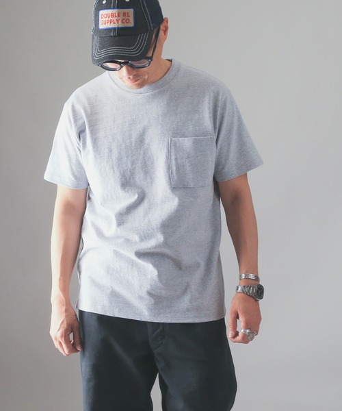 Goodwear（グッドウェア）の「GOOD WEAR ポケット Tシャツ 2W7-2500（Tシャツ/カットソー・メンズ・マスタード/杢グレー/チャコールグレー/ブラック/ホワイト/ライトブルー/ベージュ/ライトカーキ/スモークピンク/ラベンダー/ネイビー/ライトベージュ/ブルー系その他/ライトパープル/カーキブラウン/ミント/オレンジ系その他/イエロー系その他/ライトピンク/ダークグリーン/グレー系その他・XL/S/L/M）」の4枚目の写真