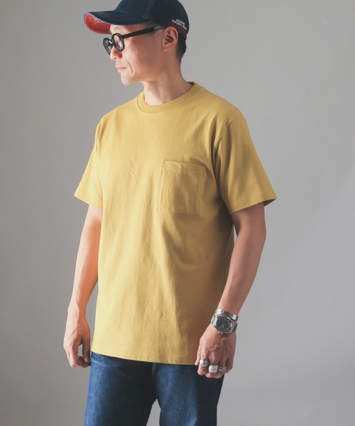Goodwear（グッドウェア）の「GOOD WEAR ポケット Tシャツ 2W7-2500（Tシャツ/カットソー・メンズ・マスタード/杢グレー/チャコールグレー/ブラック/ホワイト/ライトブルー/ベージュ/ライトカーキ/スモークピンク/ラベンダー/ネイビー/ライトベージュ/ブルー系その他/ライトパープル/カーキブラウン/ミント/オレンジ系その他/イエロー系その他/ライトピンク/ダークグリーン/グレー系その他・XL/S/L/M）」の17枚目の写真