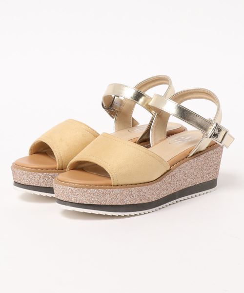 JELLY BEANS（ジェリービーンズ）の「ラメウエッジサンダル(214-104)JELLY BEANS(ジェリービーンズ)（サンダル・レディース・ブラック/ベージュ/カーキ/パイソン・S/M/L/LL）」の2枚目の写真