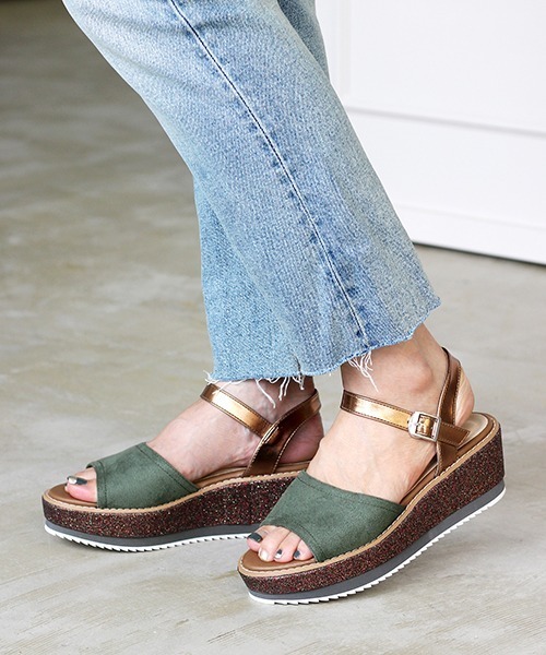 JELLY BEANS（ジェリービーンズ）の「ラメウエッジサンダル(214-104)JELLY BEANS(ジェリービーンズ)（サンダル・レディース・ブラック/ベージュ/カーキ/パイソン・S/M/L/LL）」の7枚目の写真