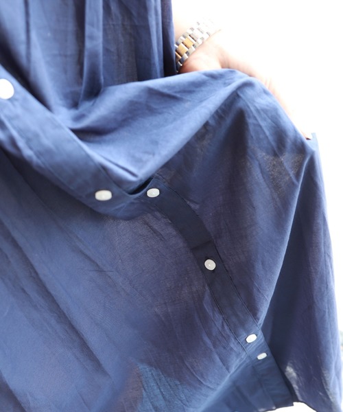 andme（アンドミー）の「薄手コットンフレンチスリーブシャツワンピース（シャツワンピース・レディース・ブラック/ネイビー/ピンク/バーガンディー/ミント/ベージュ系その他/ブルー系その他/イエロー/オフホワイト/ライトブラウン・M）」の21枚目の写真