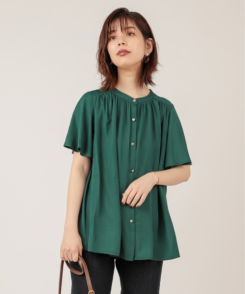 natural couture（ナチュラルクチュール）の「【ZOZO限定】とろみサテンフレア袖ギャザーブラウス（シャツ/ブラウス・レディース・ベージュ/ブラウン/グリーン/アイボリー/その他1/その他2・FREE）」の14枚目の写真