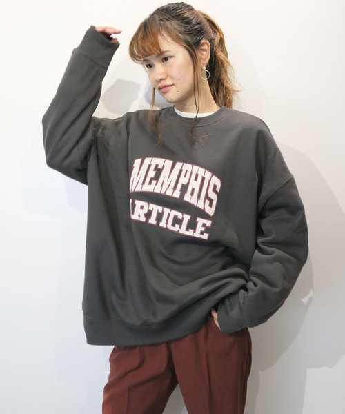 CORNERS（コーナーズ）の「裏起毛カレッジロゴビッグシルエットスウェットトレーナー（スウェット・レディース・カーキ/ブルー/オートミール/ベージュ系その他/スミクロ/杢グレー/ネイビー/グリーン・FREE）」の11枚目の写真