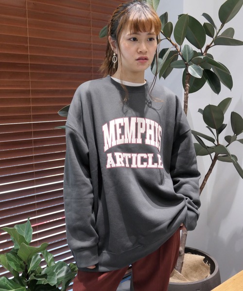 CORNERS（コーナーズ）の「裏起毛カレッジロゴビッグシルエットスウェットトレーナー（スウェット・レディース・カーキ/ブルー/オートミール/ベージュ系その他/スミクロ/杢グレー/ネイビー/グリーン・FREE）」の9枚目の写真