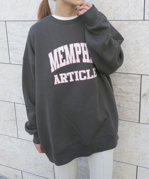 CORNERS（コーナーズ）の「裏起毛カレッジロゴビッグシルエットスウェットトレーナー（スウェット・レディース・カーキ/ブルー/オートミール/ベージュ系その他/スミクロ/杢グレー/ネイビー/グリーン・FREE）」の19枚目の写真