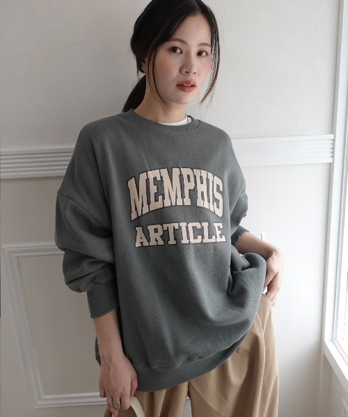 CORNERS（コーナーズ）の「裏起毛カレッジロゴビッグシルエットスウェットトレーナー（スウェット・レディース・カーキ/ブルー/オートミール/ベージュ系その他/スミクロ/杢グレー/ネイビー/グリーン・FREE）」の22枚目の写真