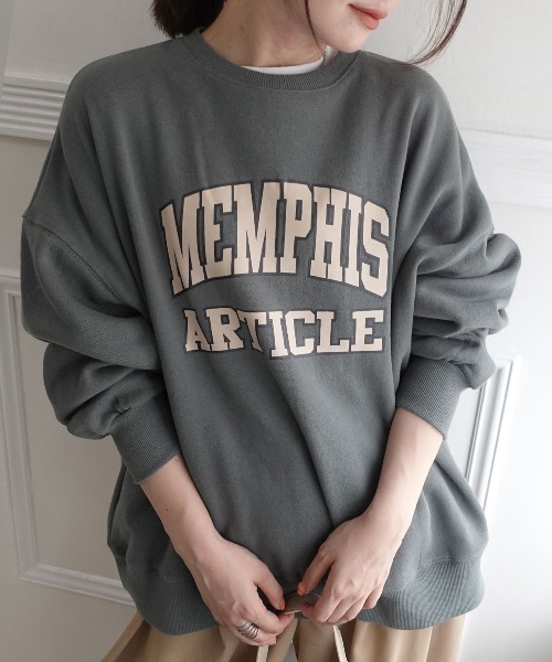 裏起毛カレッジロゴビッグシルエットスウェットトレーナー（スウェット